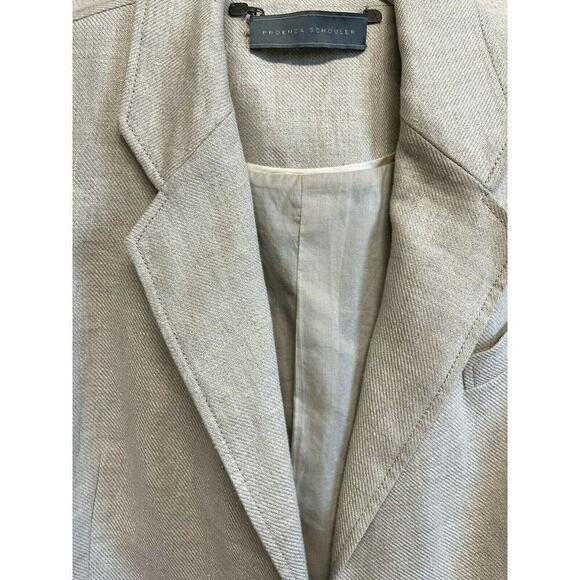 PROENZA SCHOULER Linen Blazer Jacket Size 8 Beige Patch Pockets 1 Button - Picture 10 of 16